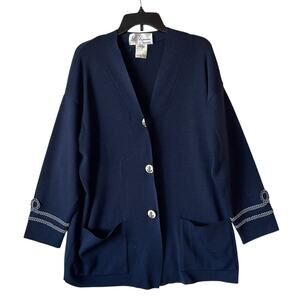 Les Copains Cardigan Sweater Lamb Wool Nautical Vintage